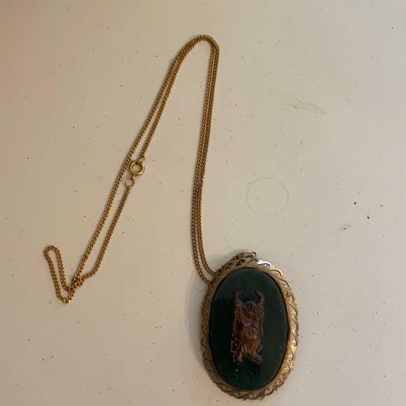 Jade Green Pendant Necklace Brooch - Picture 7 of 12